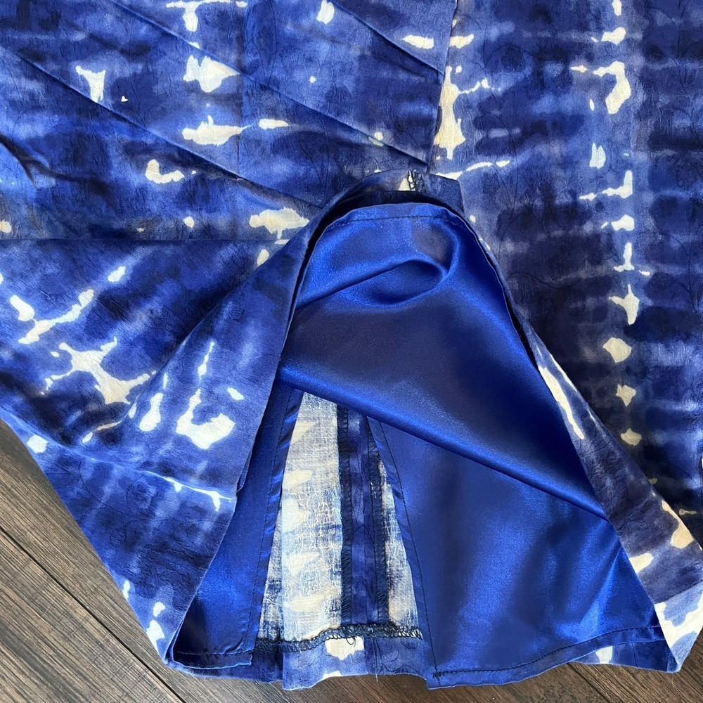 Anthropologie Eva Franco Blue White Tie Dye Pleated Pencil Skirt Womens Size 8 - Picture 8 of 8